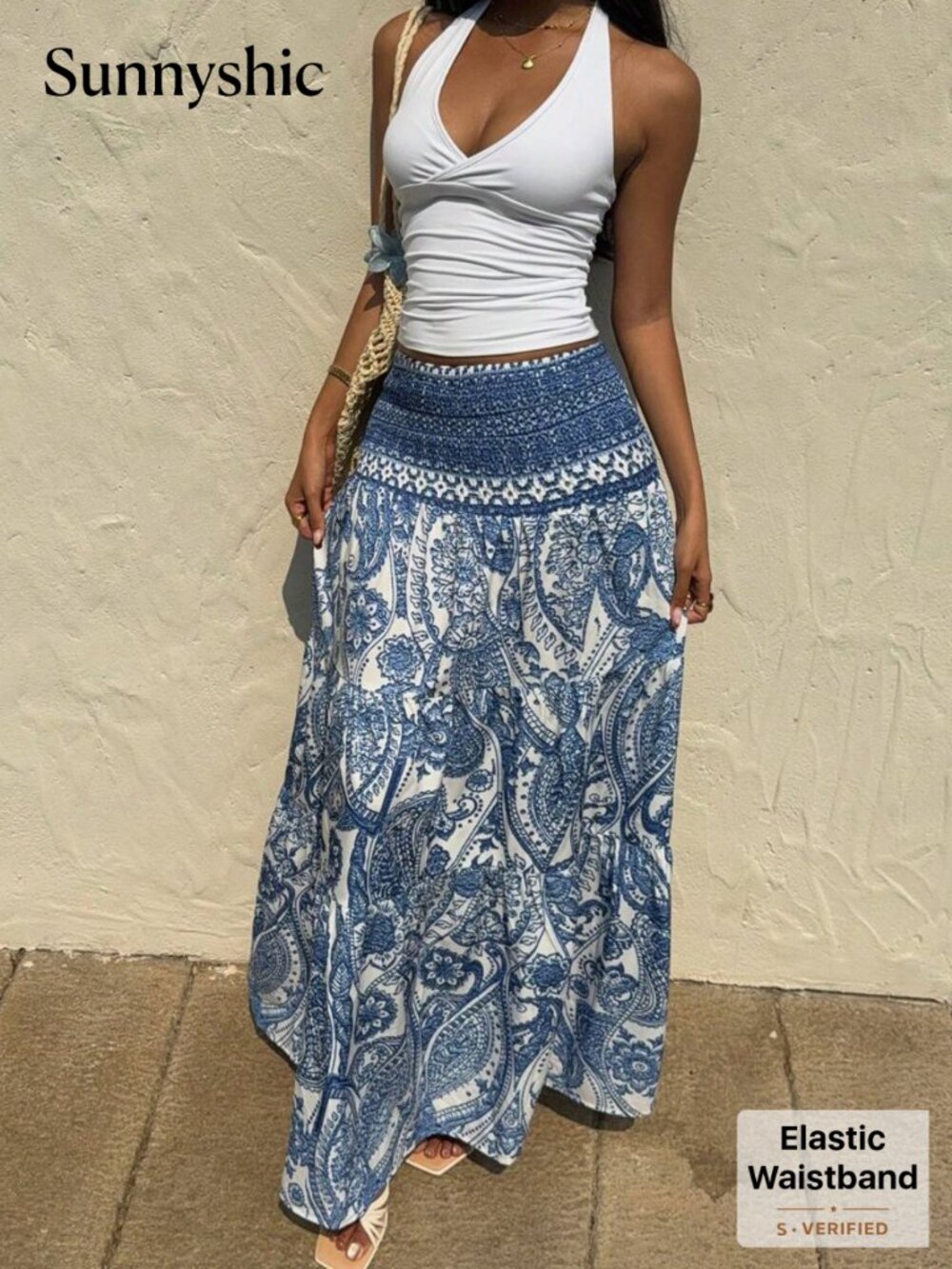 Sunnyshic Women's Bohemian Printed Skirt